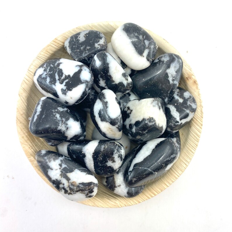 Marble Zebra Tumbled Zebra Marble Zebra Stone Pocket Marble Etsy