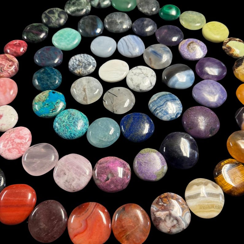 Gemstone Coin - Mini Crystal Worry Stone - Pocket Stone image 3
