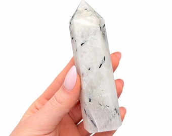 Tourmaline in Quartz Point - Small Tourmalated Quartz Point - 3-4" Point