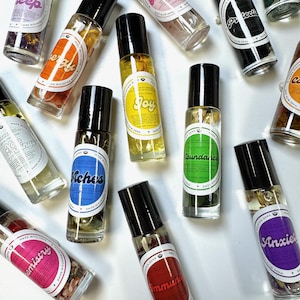 Rollerfles met etherische olie doordrenkt met kruiden en kristallen, 100% therapeutische rollerfles met etherische olie