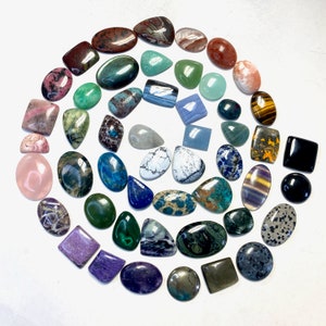One of Everything Cabochon Set, 50 Different Cabochons, Mystery Cabochon Set, Cabochon Crystal Set