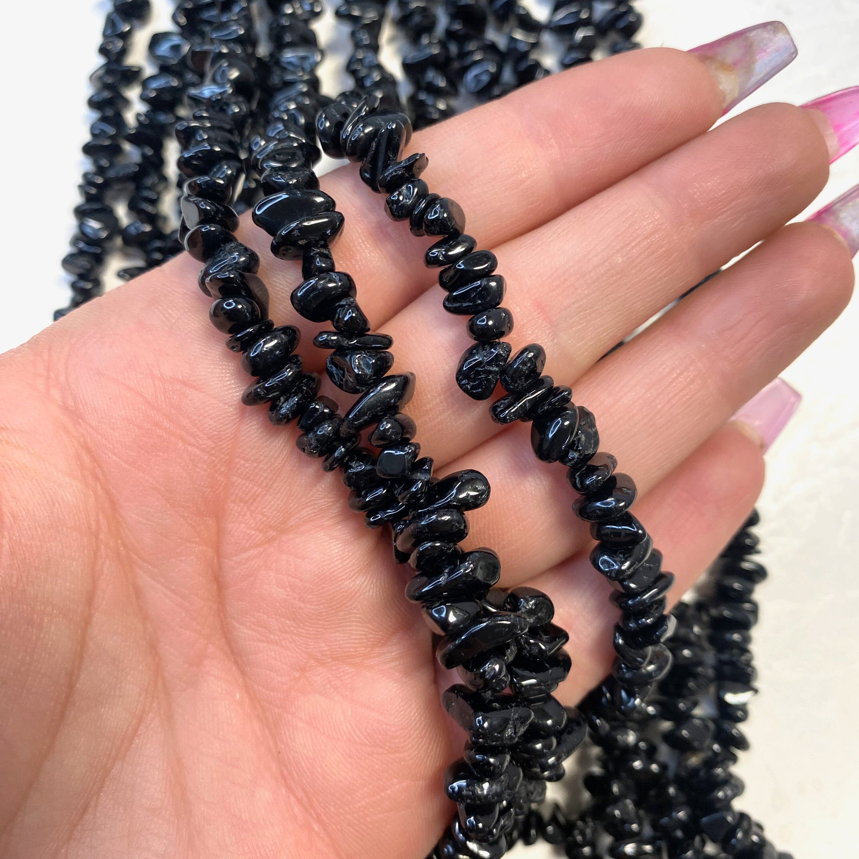 Black tourmaline cheap bead necklace