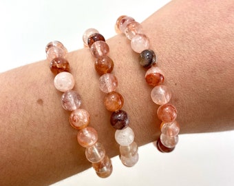 8mm Fire Quartz Bracelet, Round Fire Quartz Bracelet, Fire Quartz Gemstone Bracelet, GC-63