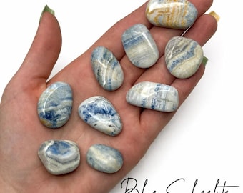 Tumbled Blue Scheelite, Blue Scheelite Tumble, Polished Blue Scheelite, Pocket Blue Scheelite, T-169