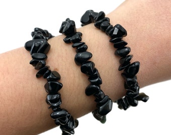 Obsidian Gemstone Bracelet, Obsidian Bracelet, Obsidian Chip Bracelet, GE-11