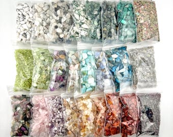 Saco de lascas de cristal de pedras preciosas, lascas de cristal natural, lascas de pedras preciosas