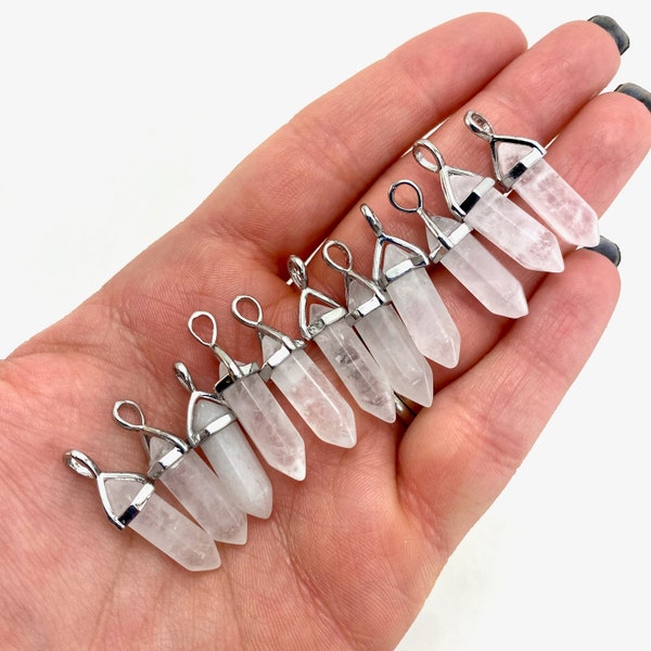 Clear Quartz Pendant, Dainty Clear Quartz Pendant, Gemstone Point Pendant, Clear Quartz Point Pendant, A-06