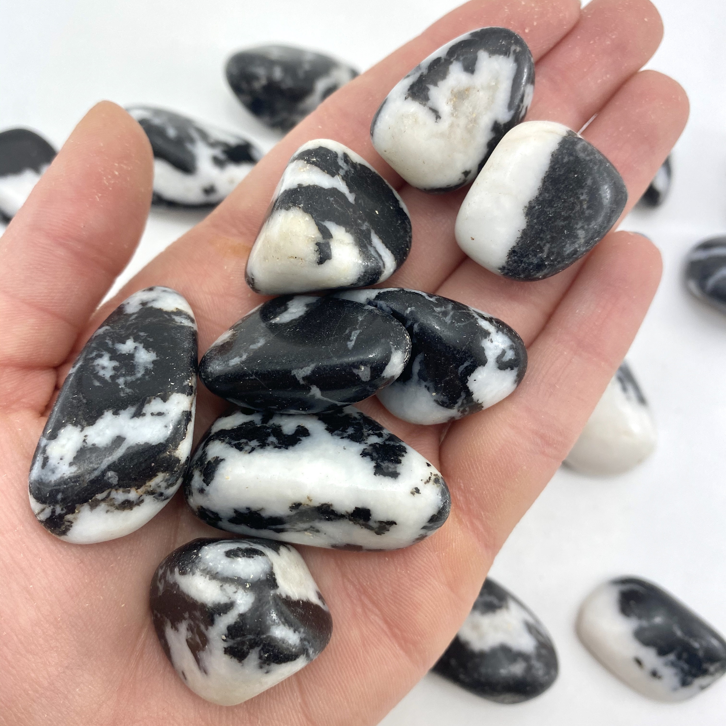Marble Zebra Tumbled Zebra Marble Zebra Stone Pocket Marble Etsy