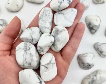 Tumbled Howlite, Howlite Tumbled Stone, Polished Howlite, Howlite Pocket Stone
