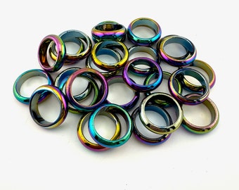 Rainbow Titanium Hematite Ring, Choose your size, Negative Energy Absorber, Rainbow Hematite Ring