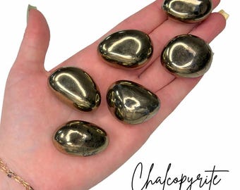 Tumbled Chalcopyrite, Polished Chalcopyrite, Chalcopyrite Tumble, Chalcopyrite Pocket Stone, T-158