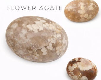 Flower Agate Palm Stone - Natural Flower Agate - Polished Flower Agate Palm