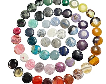 Gemstone Coin - Mini Crystal Worry Stone - Pocket Stone