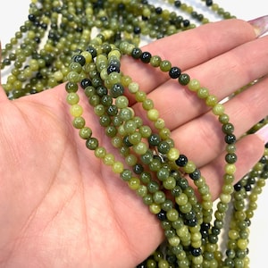 4mm Round Nephrite Jade Bead, Jade Bead, Jade Bead Strand, 16” Nephrite Jade Bead Strand