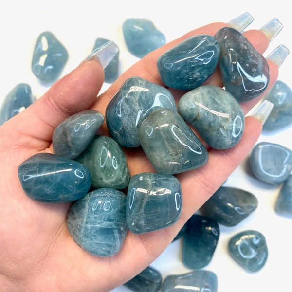 Tumbled Aquamarine, Polished Aquamarine, Aquamarine Tumble, Healing Aquamarine Pocket Stone, T-94