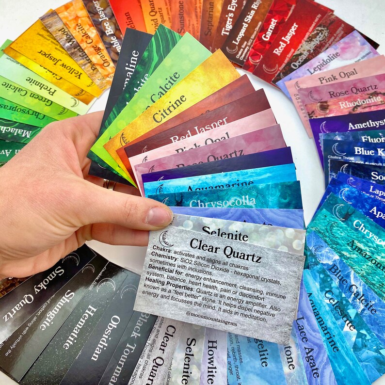 Crystal Healing Deck Crystal Card Set Healing Information Etsy