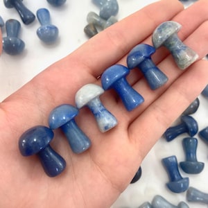 1&quot; Blue Quartz Mushroom, Small Blue Quartz Mushroom, Blue Quartz Carving, Mushroom Carving Blue Quartz, P-122