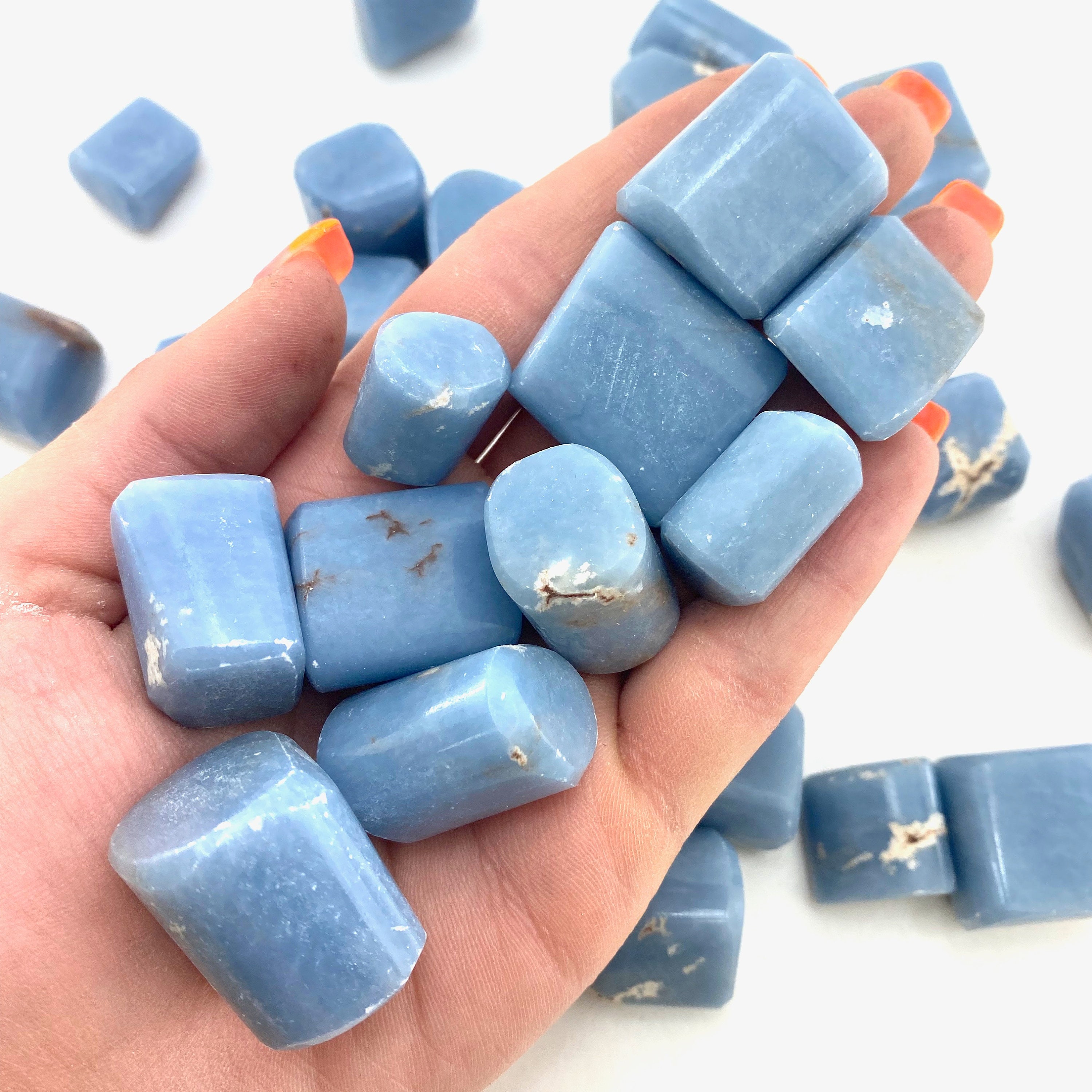 Angelite Tumbled Stone, Polished Angelite, Tumbled Angelite, Healing …