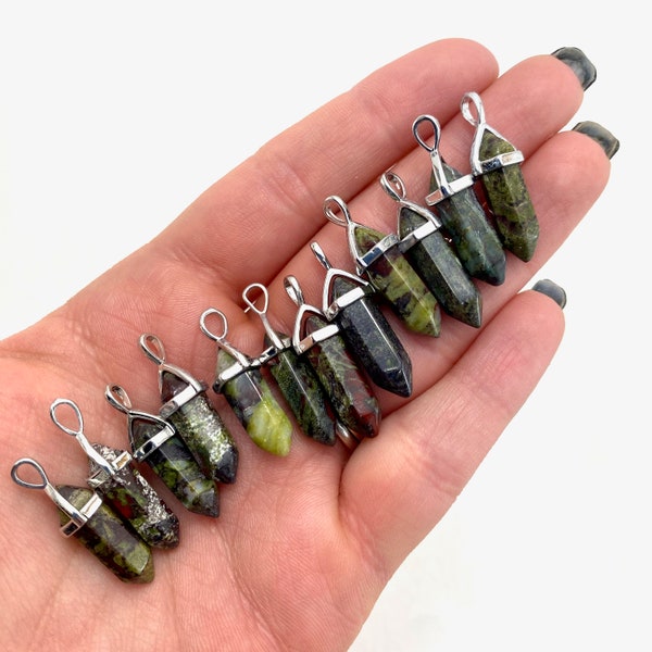 Dragonblood Jasper Pendant, Dainty Dragonblood Pendant, Gemstone Point Pendant, Dragonblood Point Pendant, A-08