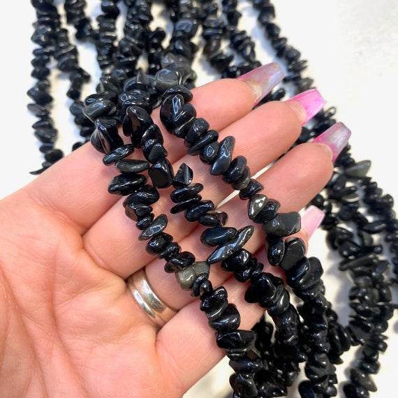 32 Obsidian Bead Obsidian Chip Bead Strand Obsidian Bead