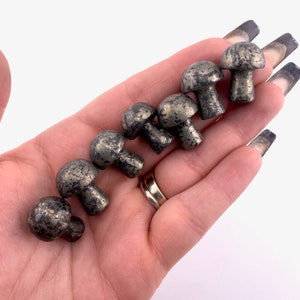 20mm Pyrite Mushroom, Mini Pyrite Mushroom, Pyrite Carving, Mushroom Carving Pyrite, P-126
