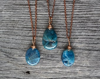 Apatite Necklace, Apatite Cabochon, Apatite Pendant, Blue Apatite, Apatite Charm