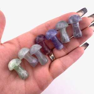 1" Fluorite Mushroom, Small Fluorite Mushroom, Fluorite Carving, Mushroom Carving Fluorite, P-126