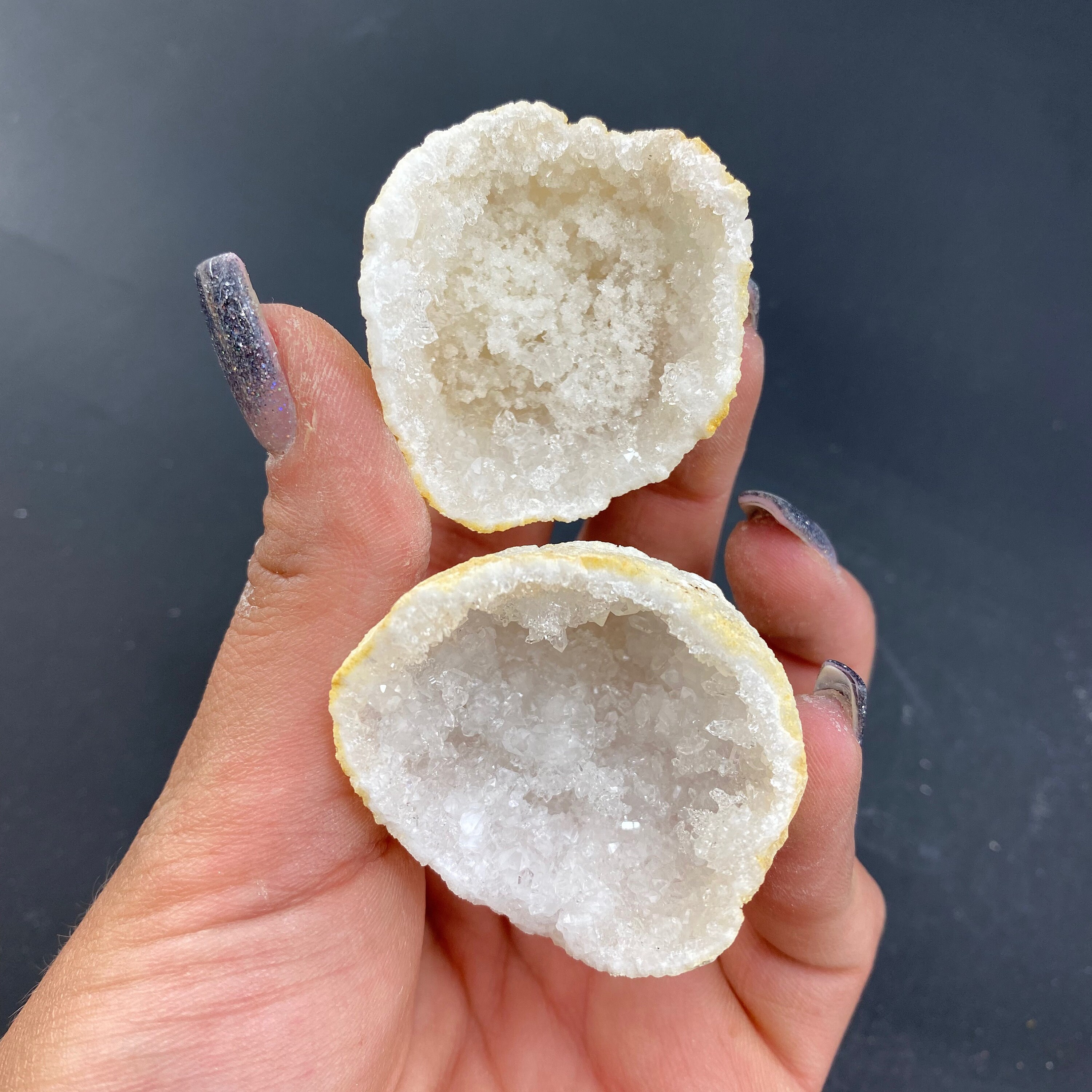 Quartz Geode Pair, Natural Geode, Small Geode Pair, Clear Quartz Geode