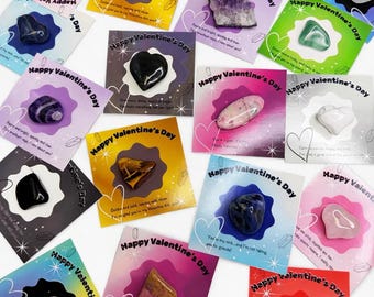 28 Pack Gemstone Valentines - Valentines Crystal Gifts - 5pc Add On