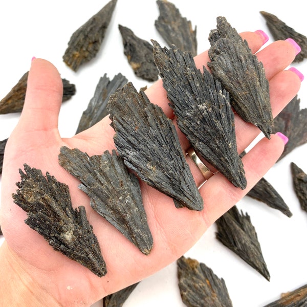 Black Kyanite, Rough Black Kyanite, Black Kyanite Fan