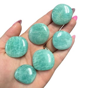 Gemstone Coin - Mini Crystal Worry Stone - Pocket Stone Amazonite