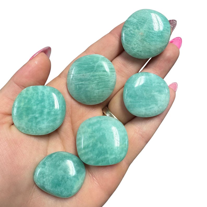 Gemstone Coin - Mini Crystal Worry Stone - Pocket Stone Amazonite