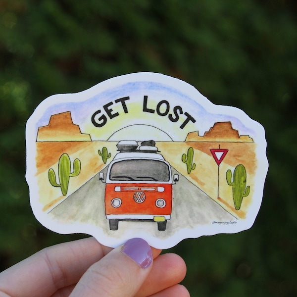 Get Lost Sticker, Vanlife Desert Sticker, Adventure Sticker, Weatherproof Vinyl Sticker, Car Decal