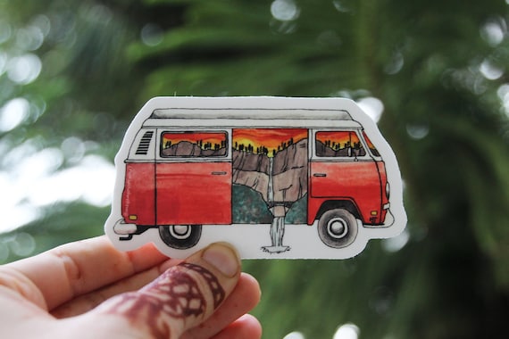 Vanlife Sticker, Weatherproof Vinyl Sticker, Multnomah Falls Original Artwork, Oregon Adventure Sticker, Car Decal, PNW Sticker