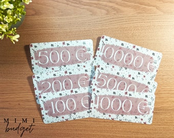 Billets pour enveloppes A6 - semi transparent | Epargne Cash | Défi Cash | Défi budget
