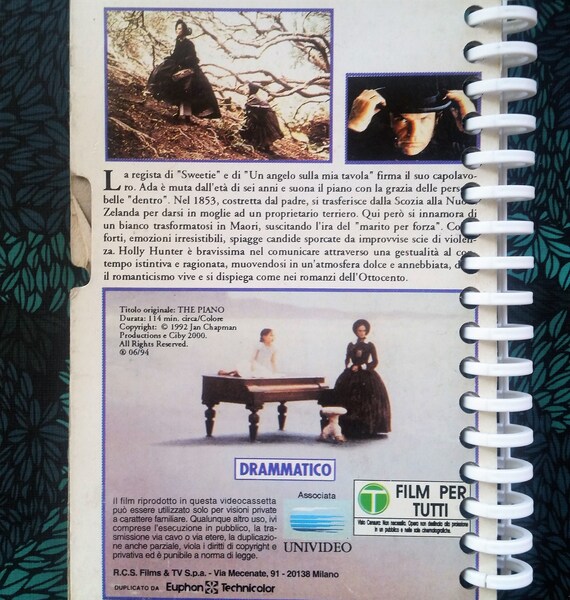 The Piano Vhs Box Handmade Spiral Postcard Size Notebook Lezioni Di Piano Italian Edition 1993 Jane Campion Haarvey Keitel