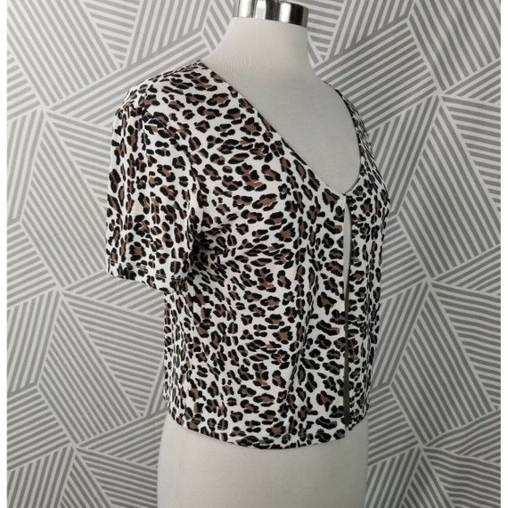 Vintage size Medium Cardigan Top Stretch Leopard … - image 4