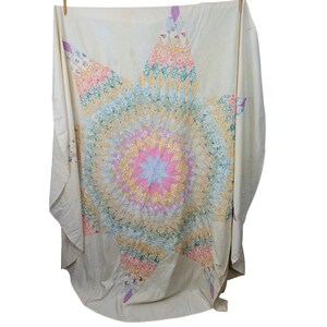 Vintage tafelkleed met sterrenpatroon, patchwork, rond, 198 cm, bloemenprint, katoen, oma-stijl, landelijke stijl.