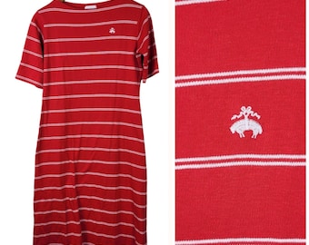 Vestido estilo polo de rayas rojas de Brooks Brothers vintage para mujer, talla pequeña, forro polar dorado
