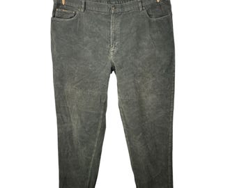 Ralph Lauren Vintage Olive Green Corduroy Flat Front Pants Plus 22W Straight Leg