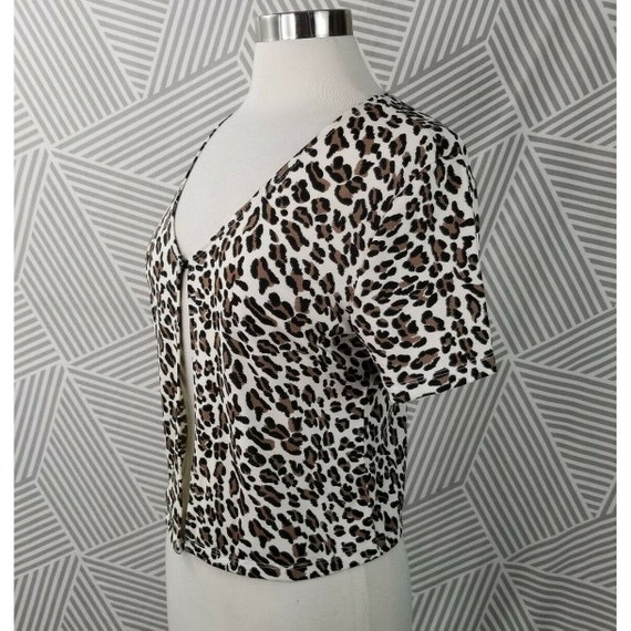 Vintage size Medium Cardigan Top Stretch Leopard … - image 2