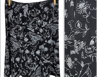 Spódnica VTG Coldwater Creek, średniej długości, elastyczna, dzianinowa, do kolan, z kwiatowym wzorem