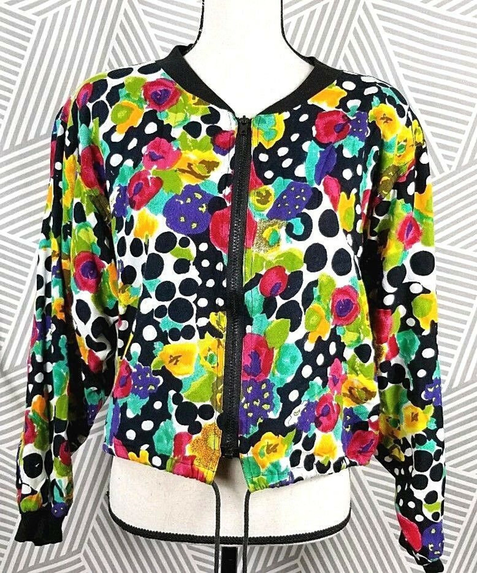 VTG 90s Jacket Womens Size Small Floral Polkadot Crop Coat | Etsy