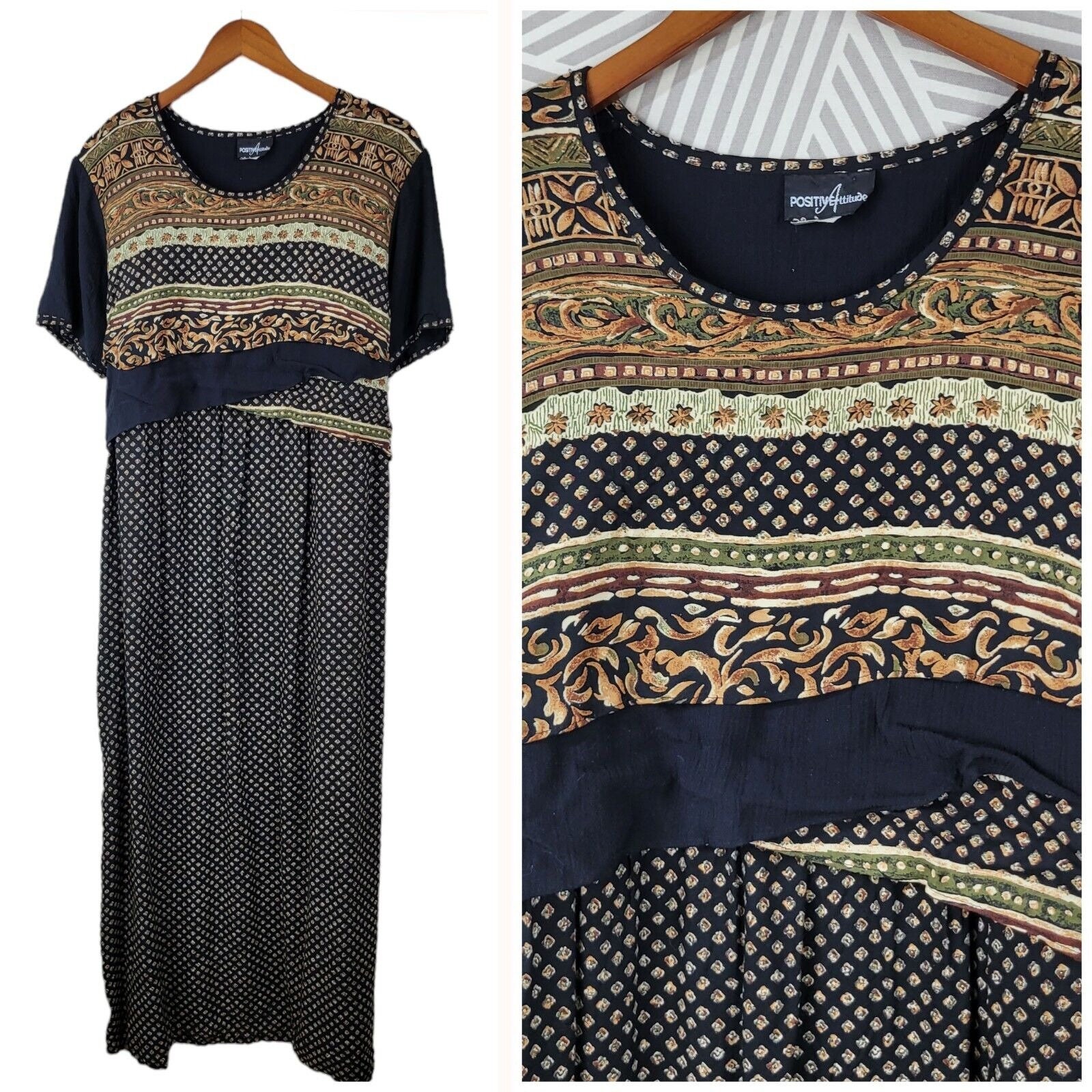Vintage 90s Dress size 14 Large Tie Back Alt midi Assymetric Top Art To Wear