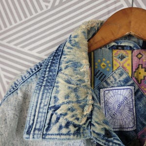 Vintage Denim Chore Coat Filt Distressed Workwear Jacket Herr XL Destroyed bild 3