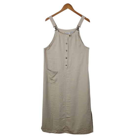 beige overall dress Corduroy Overall Dress with Pocket Khaki / L