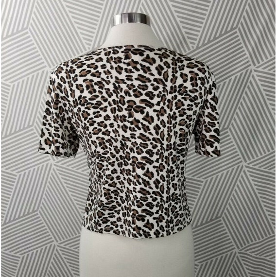 Vintage size Medium Cardigan Top Stretch Leopard … - image 3