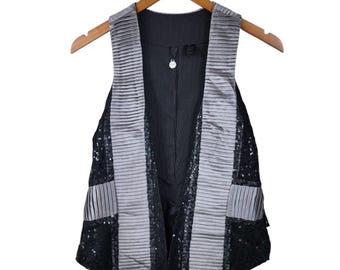 Y2K BKE Boutique Buckle Open Vest Ruffles Lace Juniors Medium Alt Grunge Scene