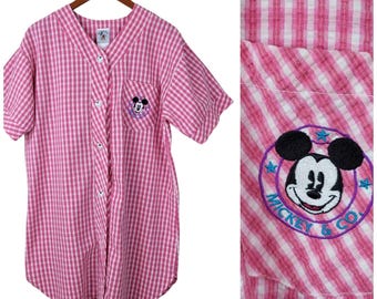 Walt Disney World Sleep Shirt Nightgown Sleepy Minnie Plaid One