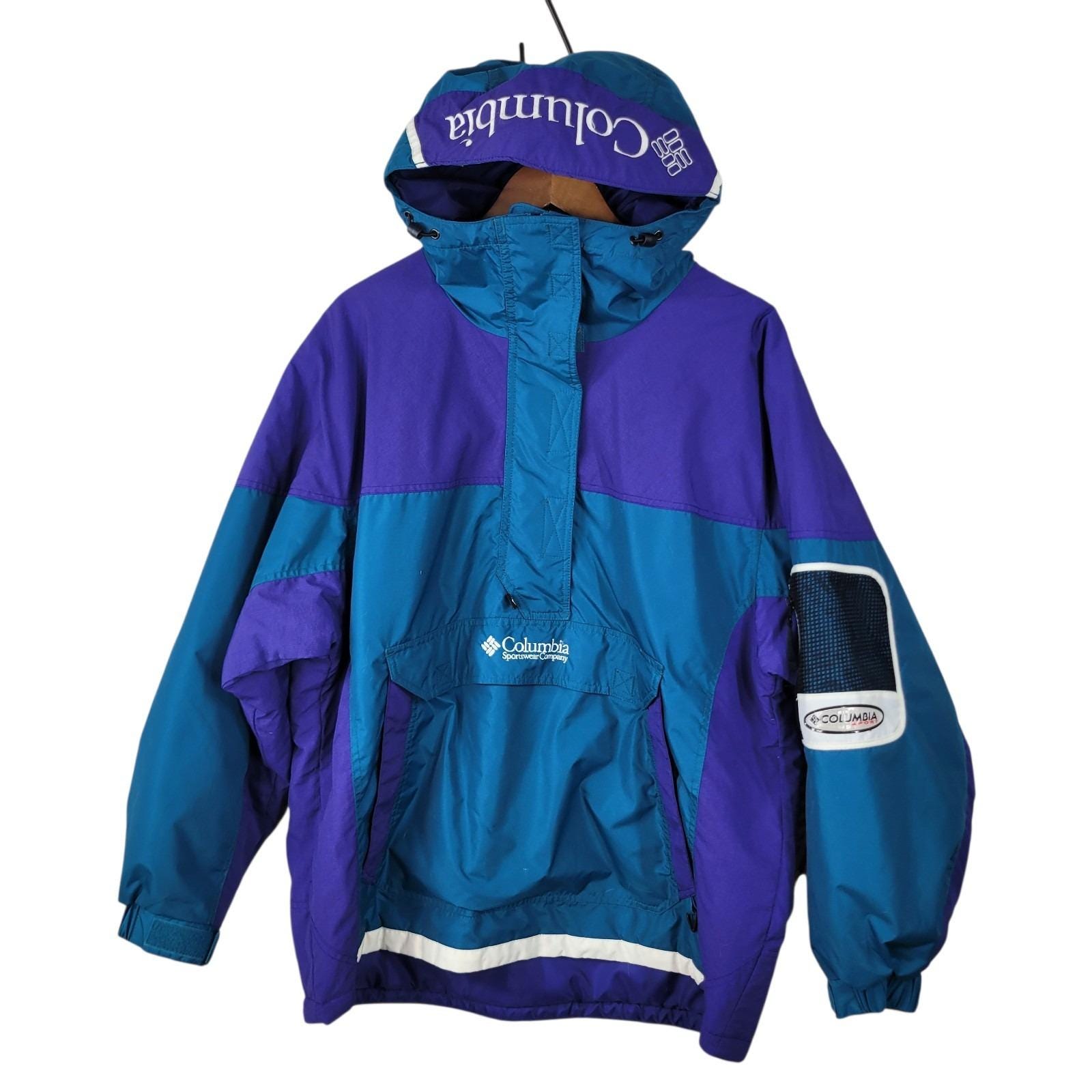 Vintage レア Columbia Anorak Ski Jacket Columbia Sport Womens Large Puffer Windbreaker Pullover Anorak